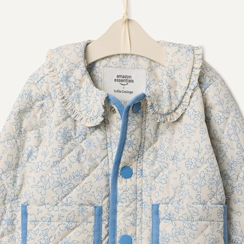 Image of Amazon Essentials x Sofia Grainge Toddler and Baby Girls' Midweight Quilted Field Jacket with Ruffle
