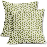 Lime Green Cream Pillow Covers 18x18 Set of 2 Boho Design Polka Dot Throw Pillows Modern Brush Strokes Print Decorative Outdoor Pillowcase Square Cushion Cover Linen Pillow Case for Sofa Couch Bed