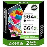 WISETA Cartucho de Tinta Compatível com HP 664 664XL Compatível com DeskJet Ink Advantage 1115 1118 2135 3775 3776 3835 3838 4535 4675 5275 não original (1 preto, 1 cor)