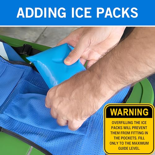 CHILLSWIFT Cooling Vest for Men & Women - Adjustable Lightweight Ice Vest, S-XXL, Includes 8 Ice Packs, Ideal for Motorcycle, MS, Mascots & Outdoor Stay Cool Activities, Navy, 0-10