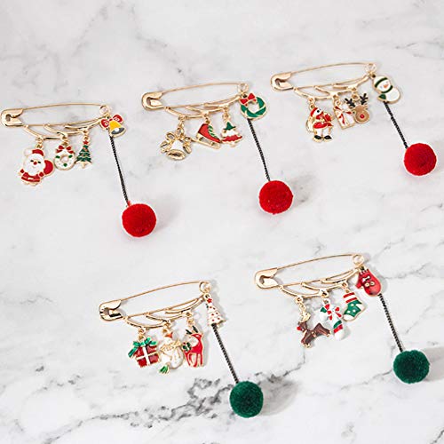 ABOOFAN 5 Peças de Broche de Natal Com Borla de Pom Pom para Mulheres Joias de Natal Coloridas Prese