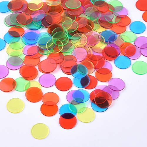 Coopay 900 Pieces Counters Counting Chips Plastic Markers Mixed Transparent Colors For Bingo Chips Game Tokens, Contain White, Blue, Green, Yellow, Red, Purple Colors #TOP1