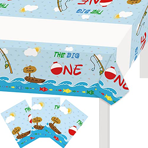 Vetwo 3Pcs The Big One Tablecloth O Fish Ally 1 Party Table Covers Little Fisherman/Gone Fishing/O Fish Ally One/Fishing Themed 1St Birthday Party Supplies Decorations #TOP1