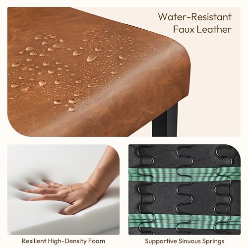 Yaheetech Dining Chairs Set of 6 Button Tufted Kitchen Chairs Retro Brown - Image 5