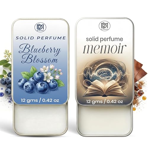 Image of Dr.Mashur Solid Perfume |blueberry blossom&Memoir Alcohol Free Wax Perfume Balm, Long Lasting | Pocket Tin 12g, Pack Of 2| Non Greasy Smooth Glide, Travel Friendly Unisex Gifts He Or Her