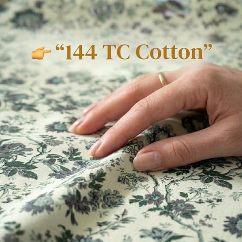 Image of Mafatlal Saanjh 144 TC Single Cotton Bed Linen 90x60 Inch | Printed Comfort Fabric | Lightweight Cooling Feel | Stylish Home Decor Textile | Everyday use | Pillowcase Included | Bone White