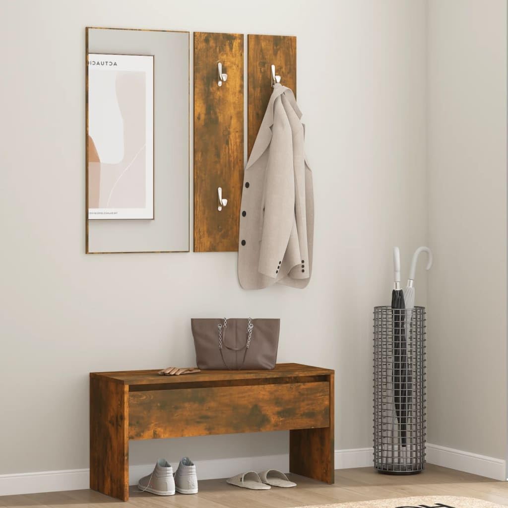 Meuble porte-manteau en bois avec banc de rangement charge 110 kg