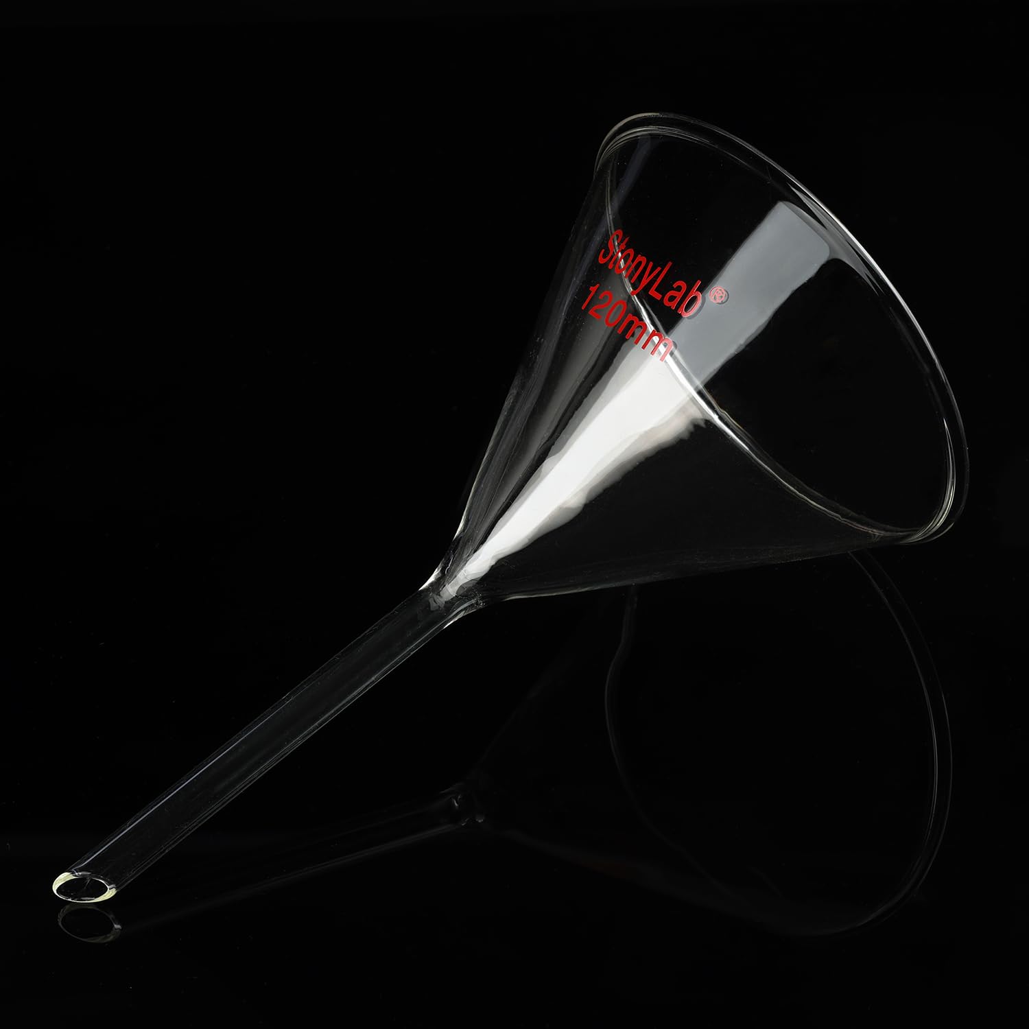 stonylab Entonnoir en Verre, Lot de 2 Entonnoirs à Filtre en Verre Borosilicaté à Paroi Épaisse à Col Court, Matériel de Laboratoire, Diamètre 120 mm