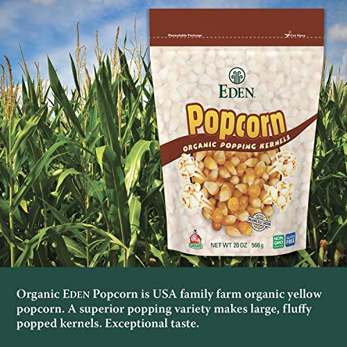 Eden Organic Yellow Popcorn Kernels, Non Gmo, Superior Popping Variety, 100% Whole Grain, 20 Oz (2-Pack) #TOP2