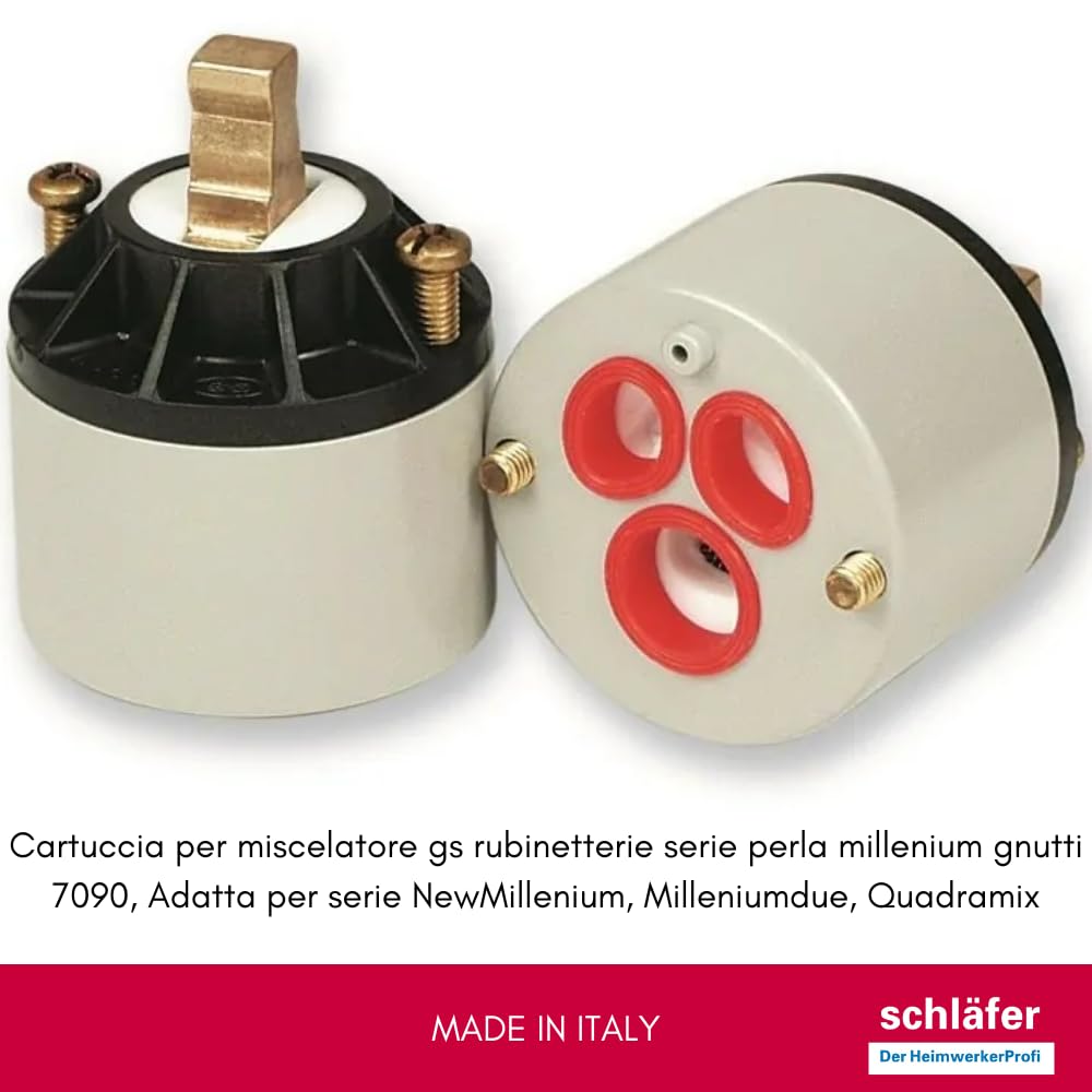 Schläfer 48007090 | Cartuccia Rubinetto Miscelatore Diam. 50x66mm, Cartuccia Ricambio GS Gnutti Sebastiano Rubinetterie 7090 con perno leva in Ottone e viti di fissaggio.