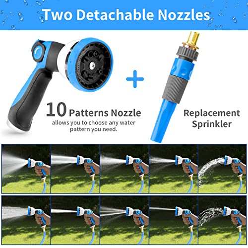 Reductus Retractable Garden Hose Reel Wall Mount, 1/2" X 100 Ft + 6.5 Ft Retractable Hose Reel With 10 Pattern Nozzle, Automatic Slow Rewind System/Lock Any Length/180°Swivel Hose Reel For Outside #TOP5
