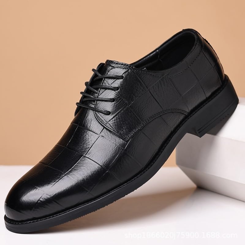 Evening Formal Oxford Shoes for Men Spanish Leather Lace-up Wingtip Non Slip Block Heel Anti-Slip Prom4