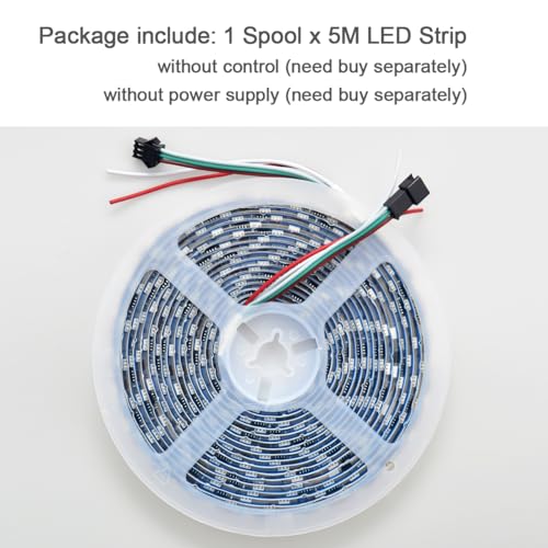 Image of 12V 2811 Pixel Programmable LED Strip Light, Fancy Dream Color, 5M /16Feet 300LED, Without Power Supply (IP65 Silicone Cover)
