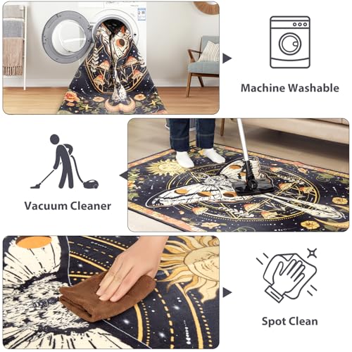 Tapete decorativo Boho 4'x6' moody black Faux Wool miniatura 7