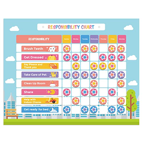 Image of Chore Chart for Kids Magnetic Responsibility Chart | 51 Chores, 60 Stars, Good Behavior Chart, For Wall or Refrigerator