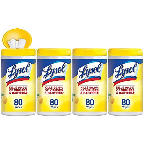 Lenços desinfetantes Lysol, flor de limão e limão (8 x 80 ct, 2 pacotes com 320 unidades)