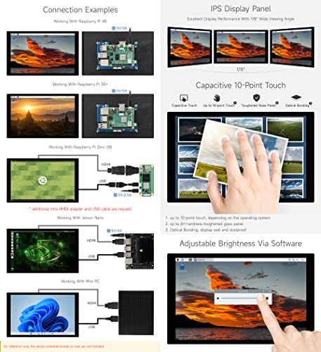 Image of Waveshare 8inch Capacitive Touch LCD IPS Display, Without Back Case, 1280x800 Resolution, HDMI Interface, Compatible with Raspberry Pi 4B /3B+ etc. Support Jetson Nano /PC