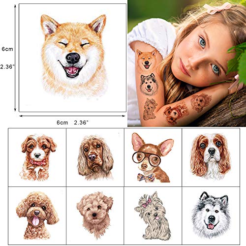 Glaryyears Animal Temporary Tattoo for Kids, 25-Pack Tiny Cartoon Realistic Tattoos Stickers, Unicorn Dogs Cats Fox Designs Fake Tattoos for Girls Boys Children on Face Hand Arm Body Multi-colored