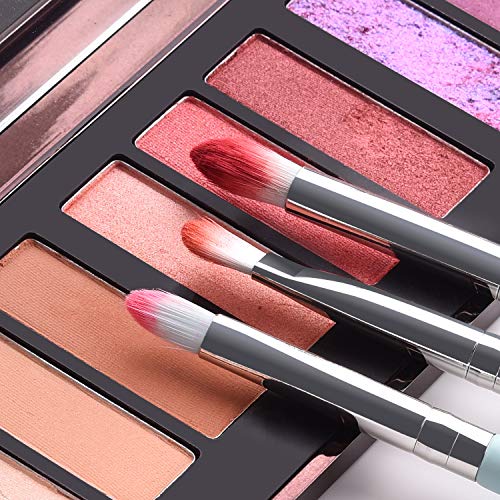 Makeup Brushes Set 12 Pieces Professional Cosmetic Makeup Brush Kit with Wooden Handle Synthetic Bristle for Face Powder Foundation Blending Eye Shadow Concealer Makeup Brush Bag (Light Blue)