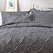 JOLLYVOGUE Queen Comforter Set 7 Pieces, Pintuck Dark Grey Bed in a Bag Comforter Set for Bedroom, Beddding Sets with Comforter, Sheets,Ruffled Shams & Pillowcases