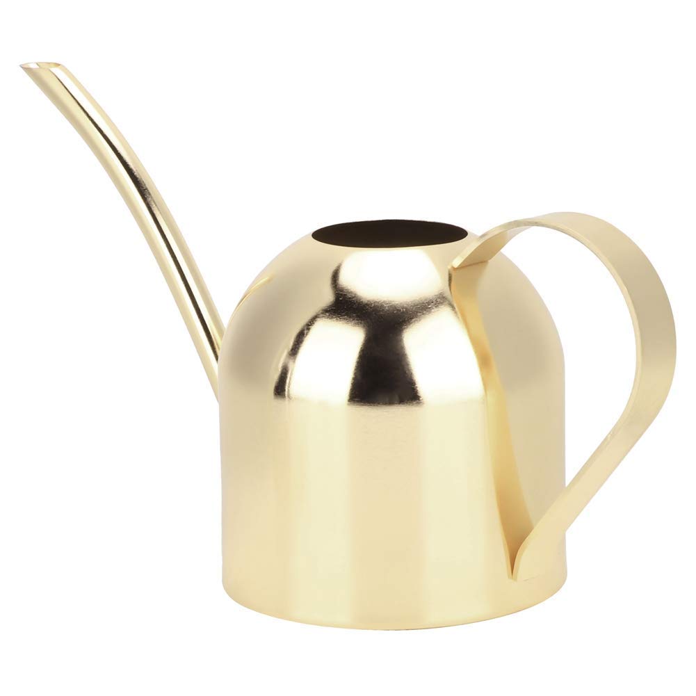 Stainless Steel Plant Watering Can,500ml Indoor Watering Can,Small Long Mouth Watering Pot Bonsai Sprinkling Pot Gardening Tools for Outdoor and Indoor Home Garden Succulent Plants or Flowers (Gold)