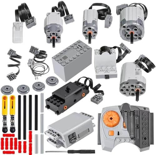 BrickBounty 37 Pcs Power Functions Motor Set, Motor-Kit & Technical Parts for STEM Assembled Building Block, MOC Brick Control Function Kit