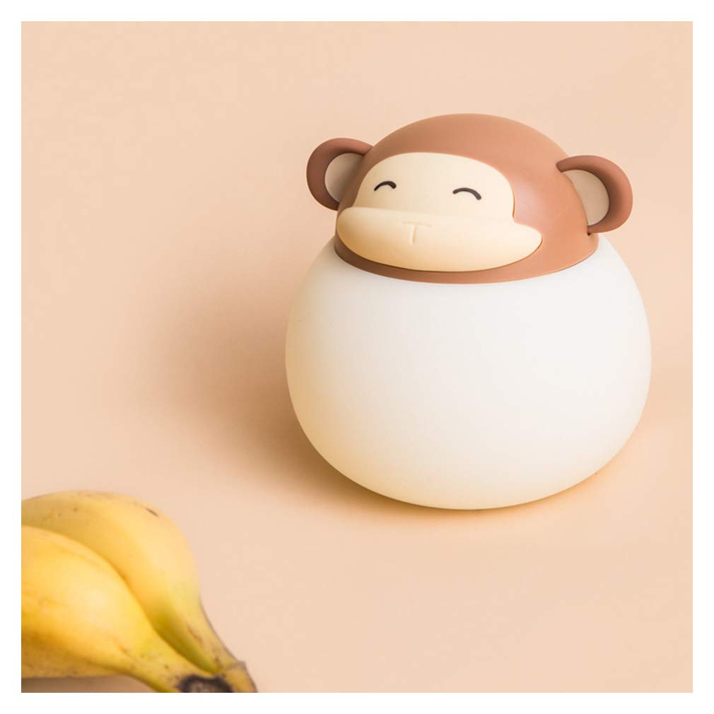 TIM-LIKids Night Light with Timing, Silicone Lamp Cute Cartoon Animal Shape USB Rechargeable, Adjustable Brightness for Baby/Children/Adult Bedroom,Monkey