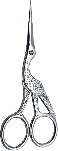 YEQIN Tijeras de sastre con forma de garza vintage plateadas para accesorios de costura de tela (plata, grande)