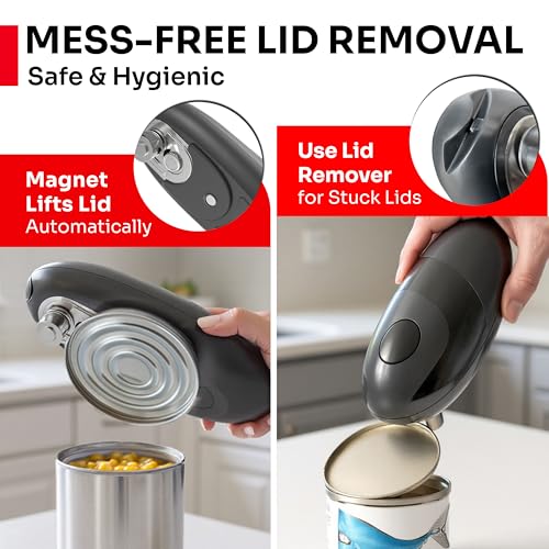 Image of MUELLER HOME SmoothEdge Auto Electric Can Opener - Battery‑Operated One‑Touch w Magnet Lid Lifter, Smooth‑Edge Cut Technology - Portable Hands‑Free Automatic Can Opener for Seniors & Arthritis, Gray