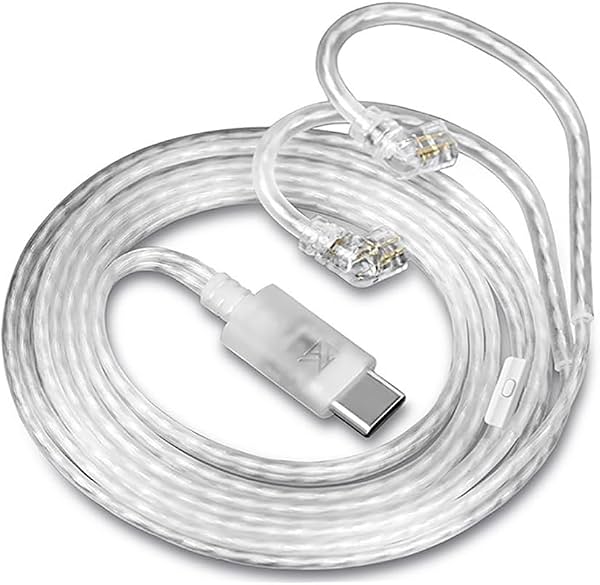 Cable de repuesto KZ Type-C para IEM con micrófono, USB-C | Cable de mejora HiFi para IEM, 0.75mm 2-Pin C-Pin, OFC plateado, DAC integrado, control en línea, compatible con smartphones