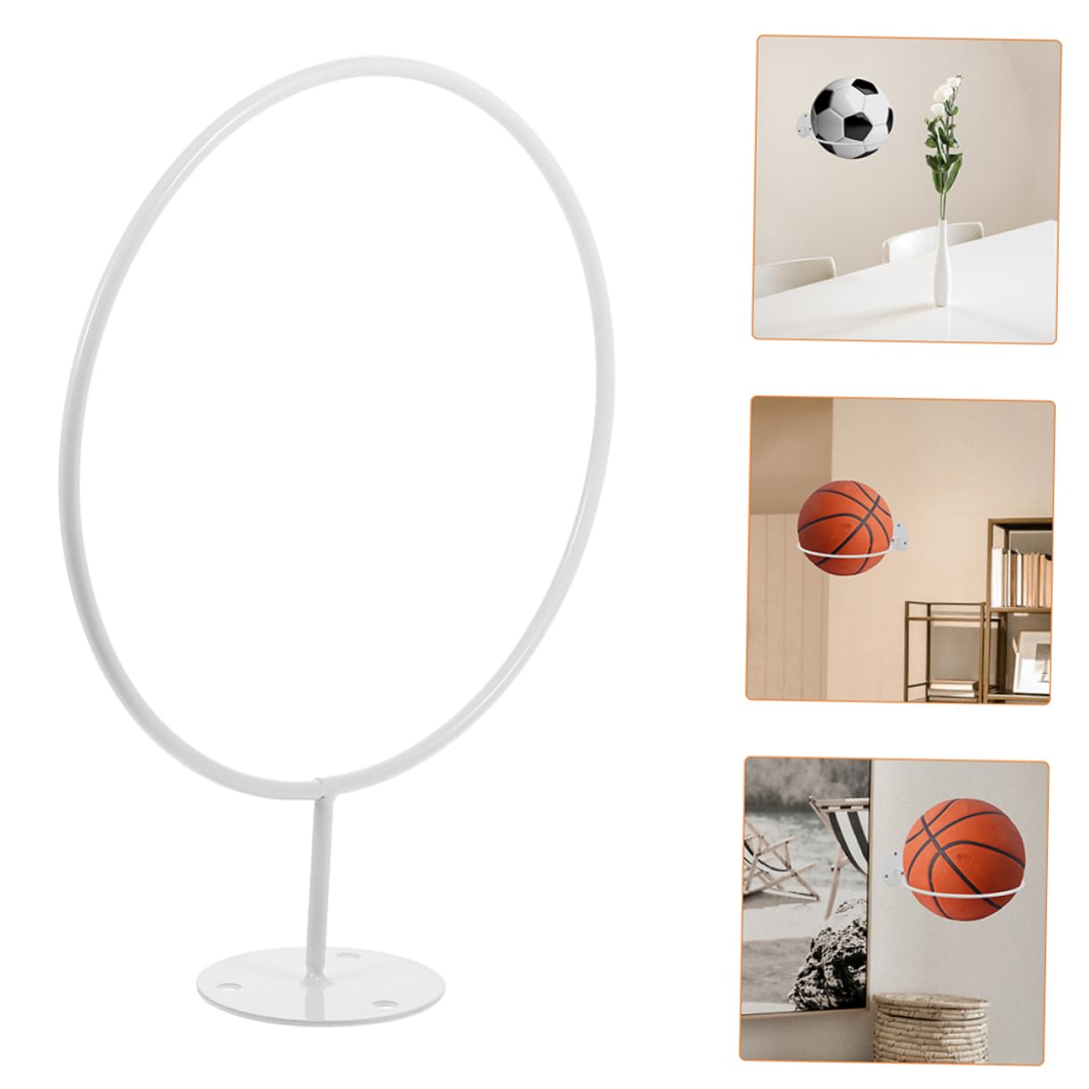 Soporte Multifuncional de Pared para Balones de Fútbol y Voleibol Paquete de 4 Hierro Blanco