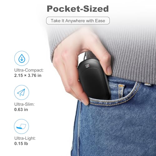 AI Electric Hand Warmers Rechargeable 2 Pack, 6400mAh Portable Pocket Hand Warmer, Fast Heating 3-Settings Reusable Handwarmers for Christmas, Gloves, Travel, Hunting Essentials Men Women - Black - image 5