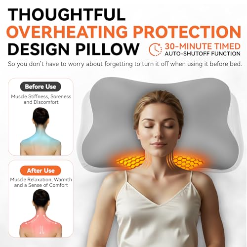 Silkena Heated Cervical Pillow for Neck Pain Relief, Ergonomic Contour Orthopedic Memory Foam Pillow for Neck Support, USB Heating with Adjustable Temp Settings - image 4
