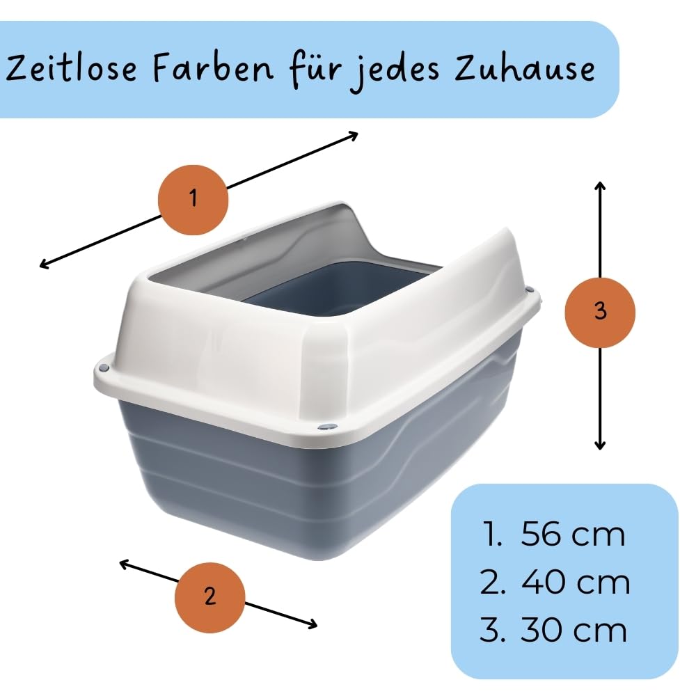 2er Set Katzenklo Hoher Rand Extra hohe Katzentoilette offen Katzenklo mit hohem Rand groß ohne Deckel Doppelpack Katzentoiletten