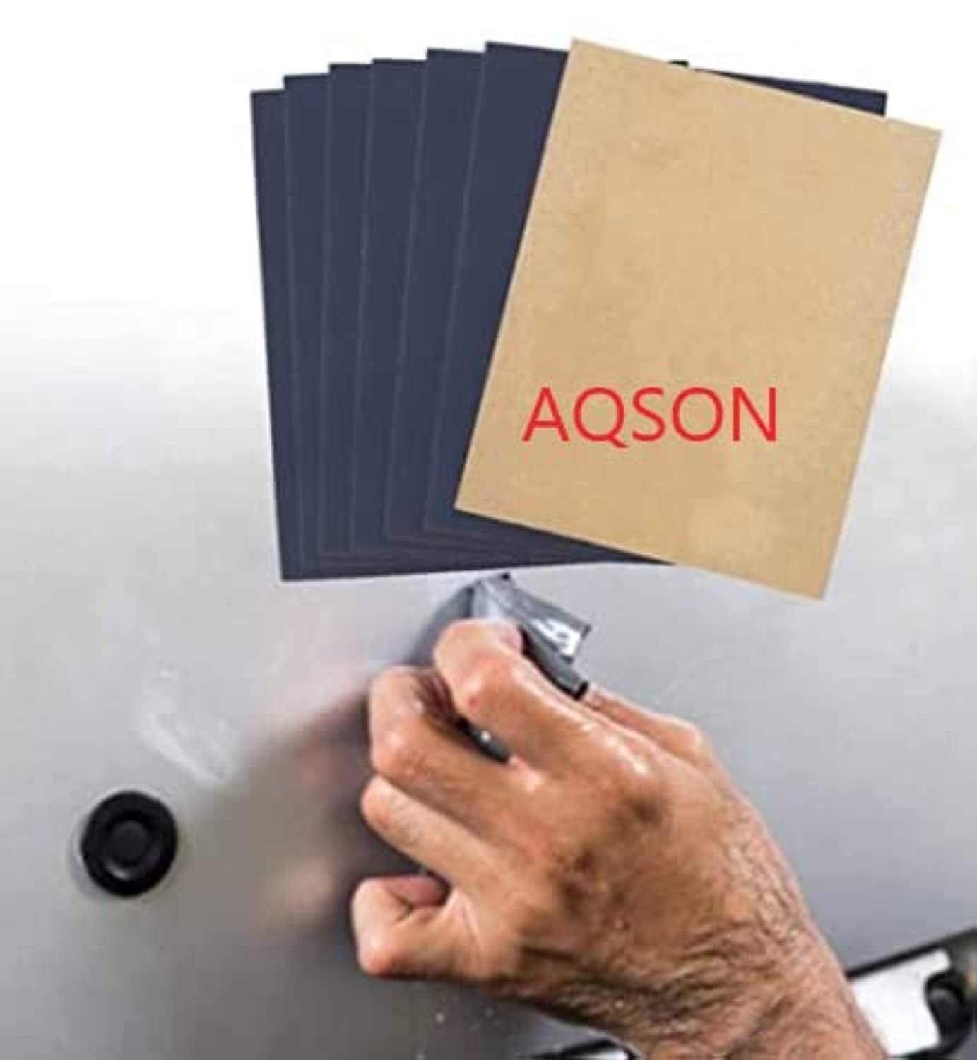 AQSON 10 Pcs Waterproof Sheet Black Abrasive Paper For Automotive Body Working on Paint, Varnish, Furniture’s And Other Soft Metals Solid Surface Materials Sanding (GRIT150)