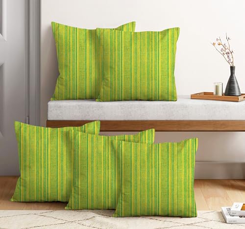 Image of NISSI Cotton Plain Cushion Covers, 16x16 inches, Set of 5, (5, Green, 16x16 inches)