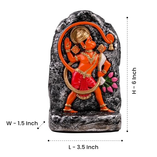 Image of Artarium Kesari Nandan Hanuman Idol for Home Temple (6 Inch), Resin Veer Hanuman Murti with Blessing Hand, Hindu God Statue for Pooja Room, Office Desk & Home Decor
