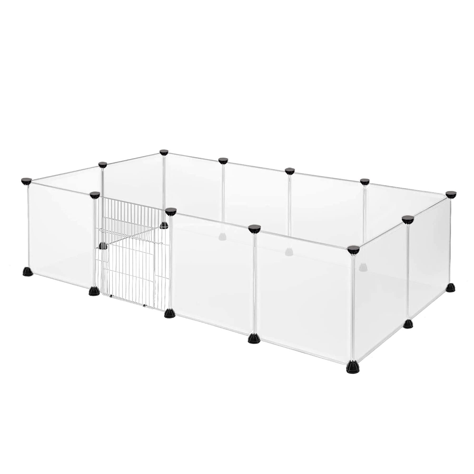 Froadp Recinzione per Animali Domestici Conigli da Esterno 145x75x48cm in Plastica, Recinto a Griglia con Porta per Cavie, Animali da Compagnia, Gabbia per Cuccioli, Hamster (Bianco Traslucido)