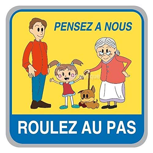 AUA SIGNALETIQUE - Panneau roulez au pas famille - NR (Non Rétro), 350x350 mm alu type routier