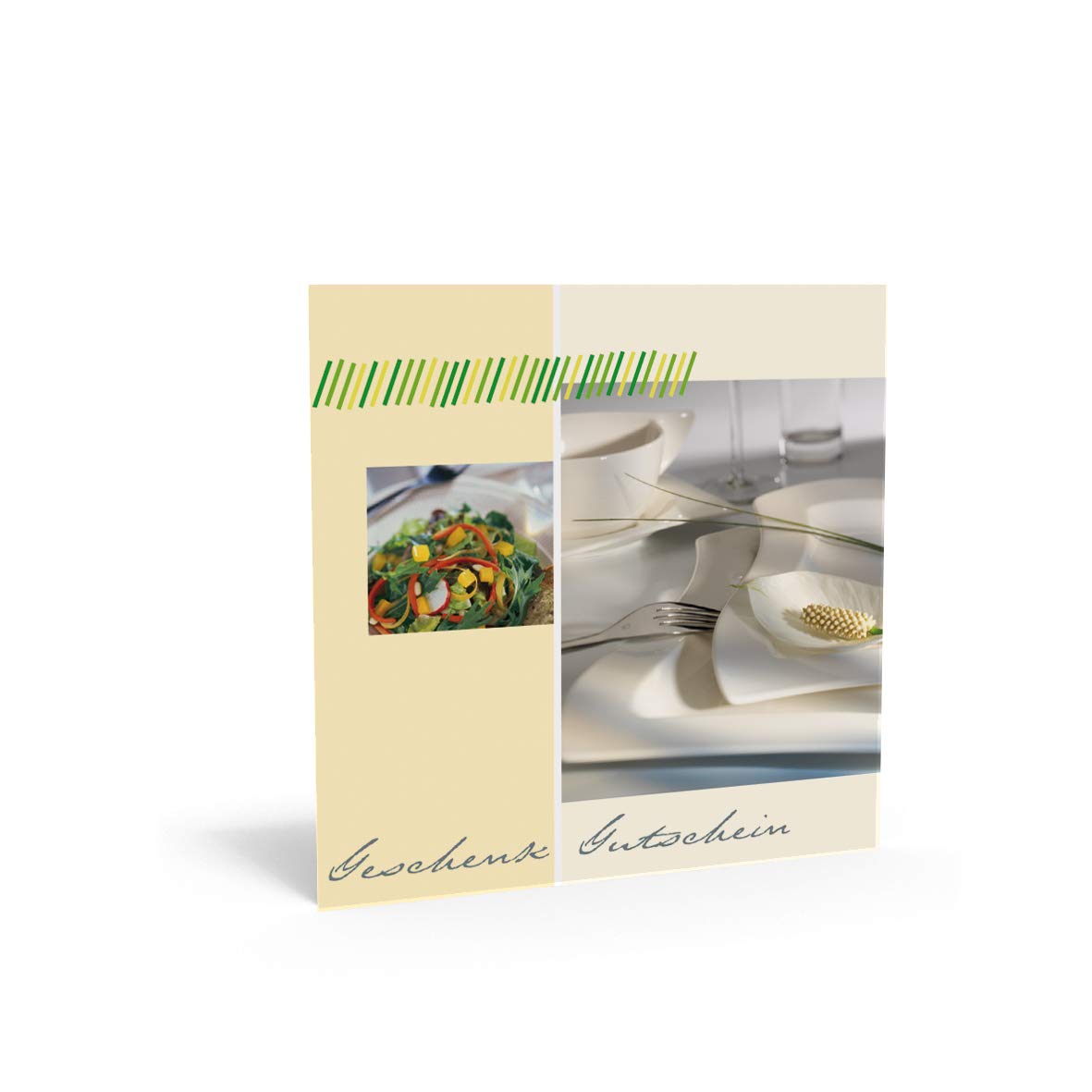 Pythagoras Gastronomie Geschenkgutscheine, 50 Gutscheinkarten mit großem Feld für Firmenstempel inkl. transparentem Kuvert
