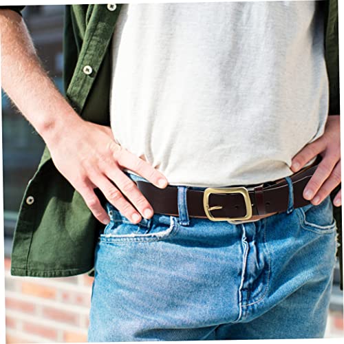 VALICLUD Men's Vintage Style Brown Leather Belt Antique Casual Dress Belt for Jeans Suitable for Everyday Wear3