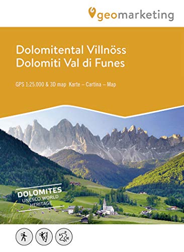  Dolomiti Val di Funes. Carta escursionistica 1:25.000. Ediz. italiana, inglese e tedesca: Cartina escursionistica 3D Val di Funes e dintorni: 161