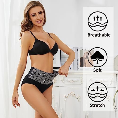 Womens Underwear Cotton Tummy Control High Waisted Underwear Soft Breathable Full Coverage Panties Multipack3
