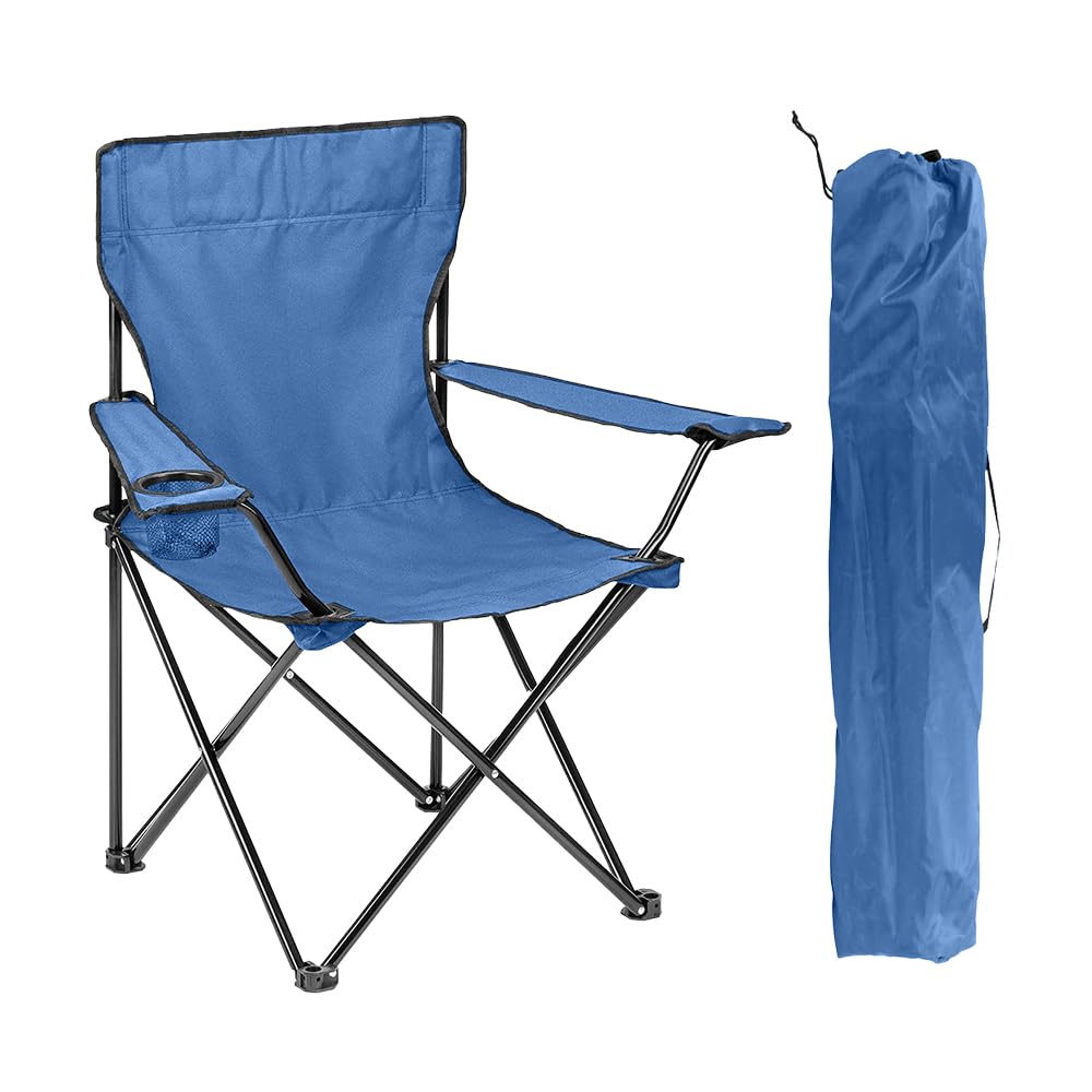 ZOPPERCamping Chair - Blue Portable Folding Chair with Cup Holder Compact & Lightweight Garden and Other Occasional Outdoor Use Ideal for Caravan trips, BBQs, Beach, Picnic, and Travelling