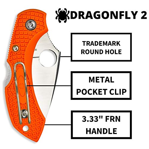 Spyderco Dragonfly 2 Folding Pocket Knife with 2.2" VG-10 Steel Blade and FRN Handle - EDC Knife for Men and Women, Perfect for Hunting, Tactical, Camping, Survival, Hiking - PlainEdge - C28POR2 - Image 5