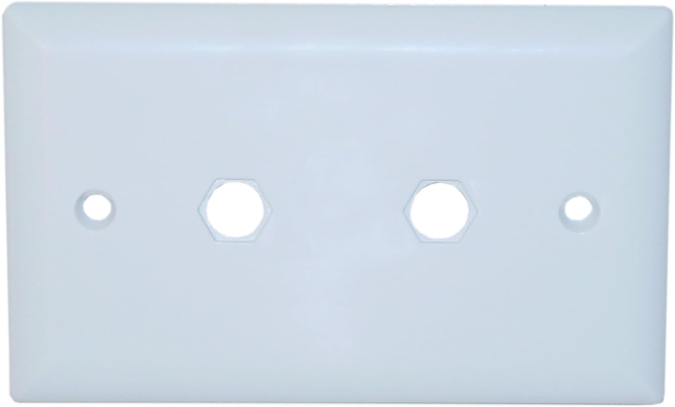 CableWholesale's Wall Plate, 2 holes for F-pin Connectors, White
