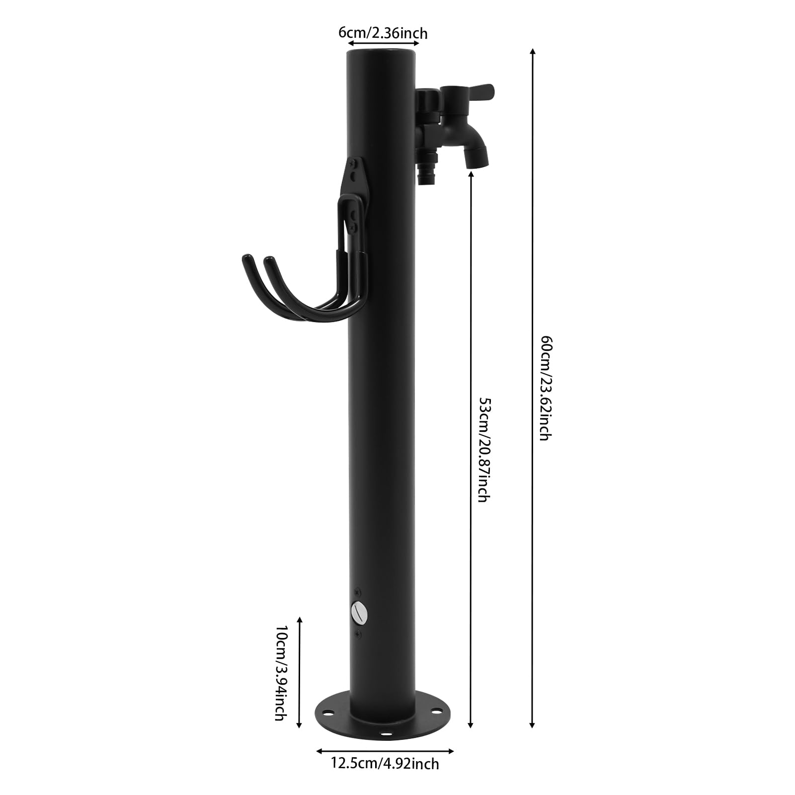 Columna de agua para jardín, grifo de agua de acero inoxidable, grifo exterior, punto de extracción de agua moderno con grifo y soporte para manguera (A)
