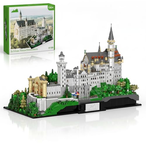 Mocbuiie Schloss Neuschwanstein Klemmbausteine Architecture - 6786 Teile Burg Modell Mittelalter Modular Building Castle Baustein Set für Erwachsene