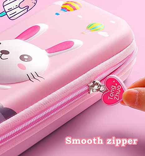 Image of 3D Rabbit Pencil Case for Kids Girls, Waterproof Pencil Box with Compartments Pen Pouch (Pink)