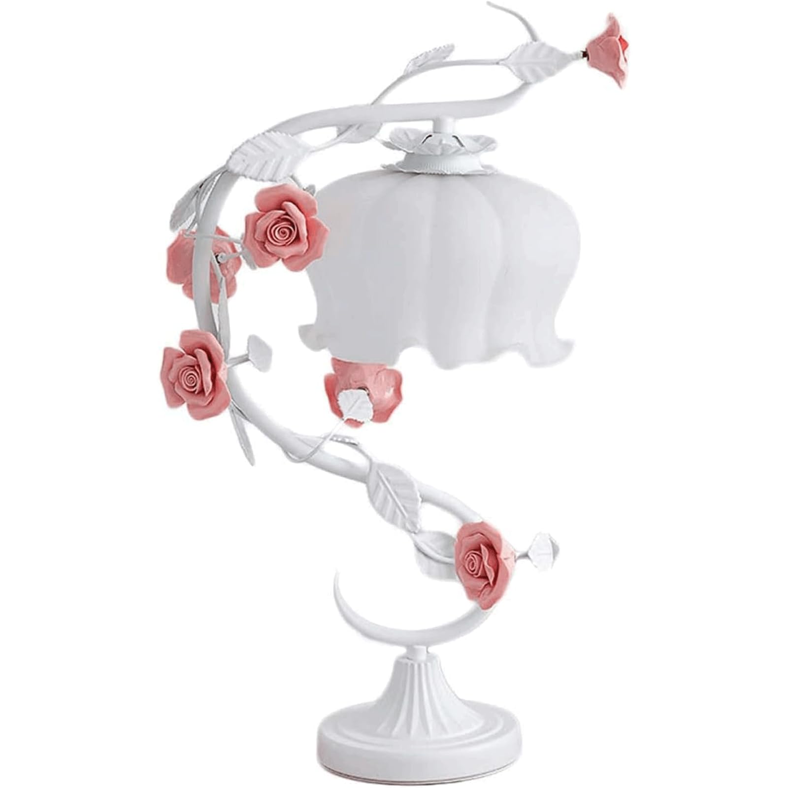 SGKOMN Desk Lighting Exquisite Table Lamp Desk Lamp Creative Ceramic Bedside Lamp Wrought Iron Dimmer Switch Nightstand Lamp Eye Protection Work Lamp-White-19 * 52cm